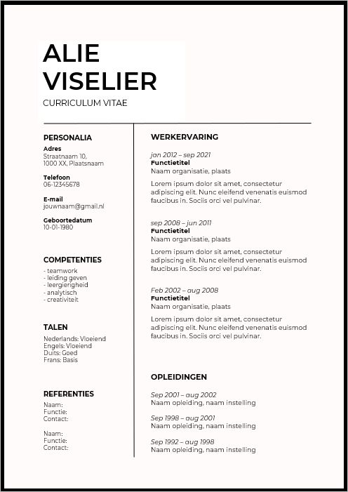 CV-template 'Alie'