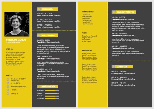 CV-template 'Freek' - 2 pagina's